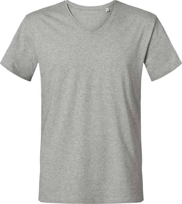 Tee shirt col v homme stanley relaxes face Heather Grey