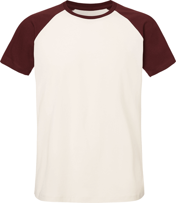Tee shirt unisexe baseball short sleeve face Vintage White / Burgundy
