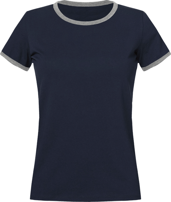 Tee shirt femme stella returns face Navy / Mid Heather Grey