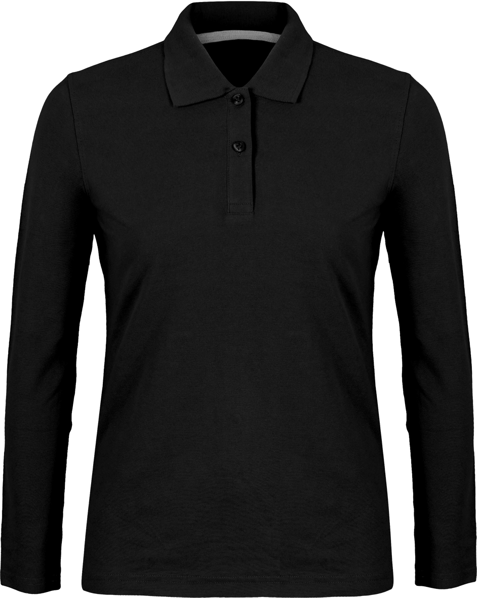 Polo shirt Women long sleeve 220g | Tunetoo Black