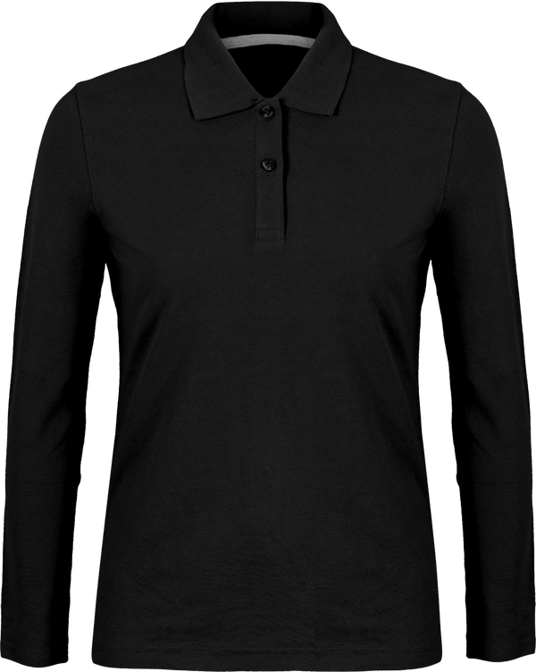 Polo shirt Women long sleeve 220g | Tunetoo Black