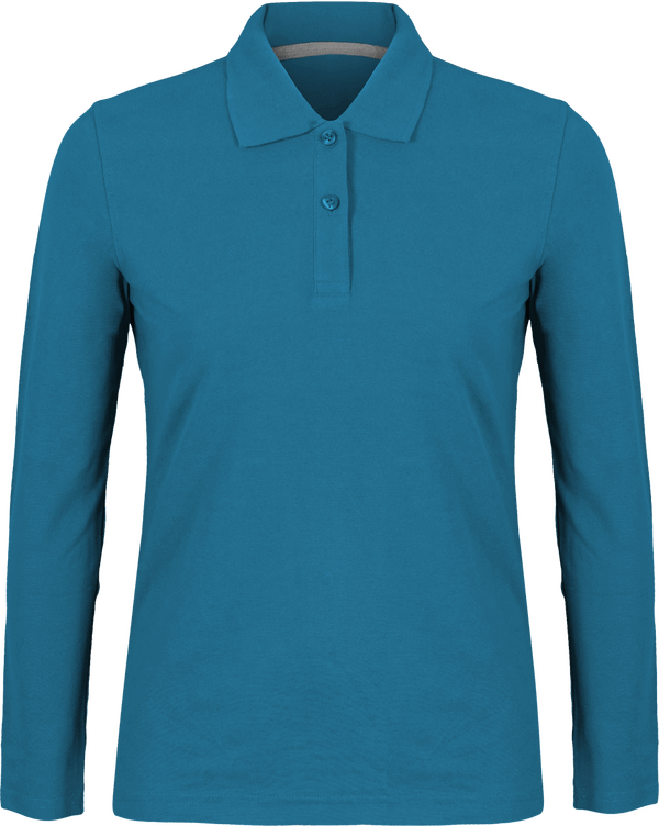 Damen-Polo mit langen Ärmeln 220g | Tunetoo Tropical Blue