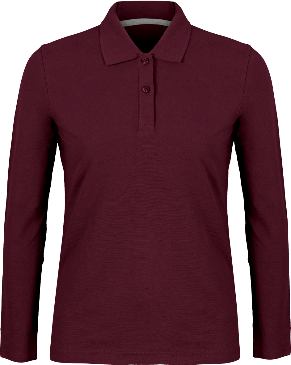 Polo shirt Women long sleeve 220g | Tunetoo Wine