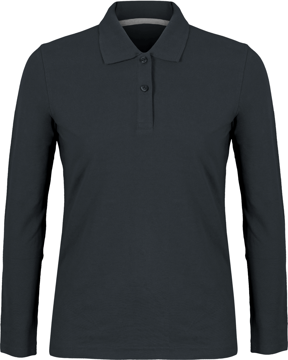 Damen-Polo mit langen Ärmeln 220g | Tunetoo Dark Grey