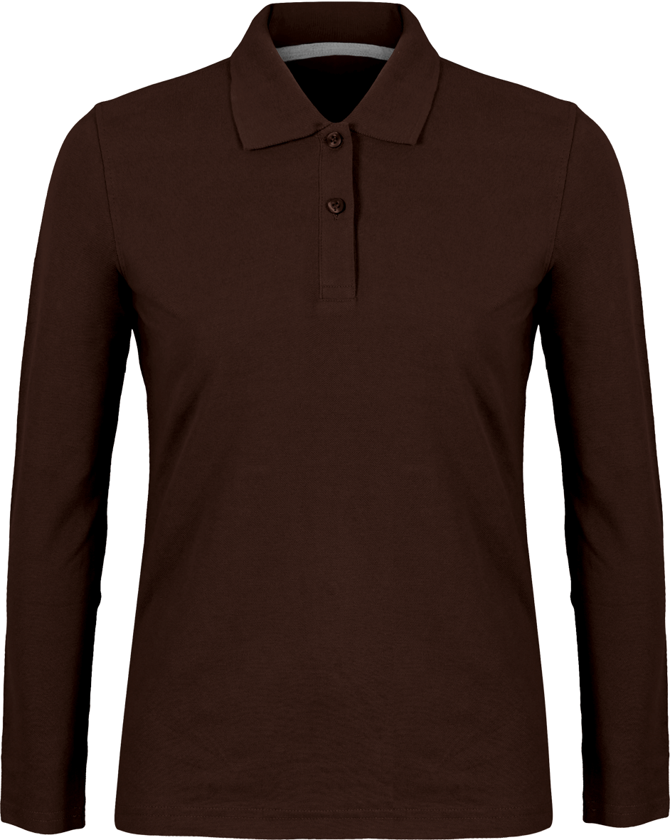 Polo shirt Women long sleeve 220g | Tunetoo Chocolate