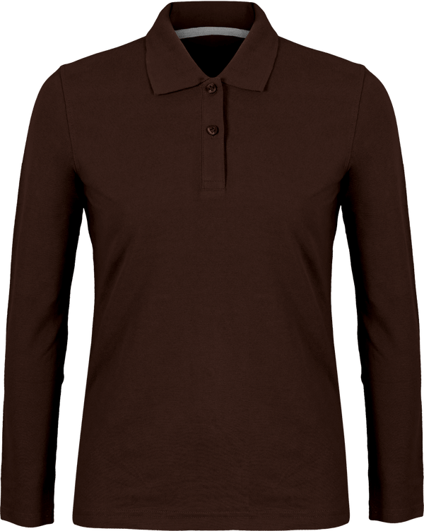 Polo shirt Women long sleeve 220g | Tunetoo Chocolate