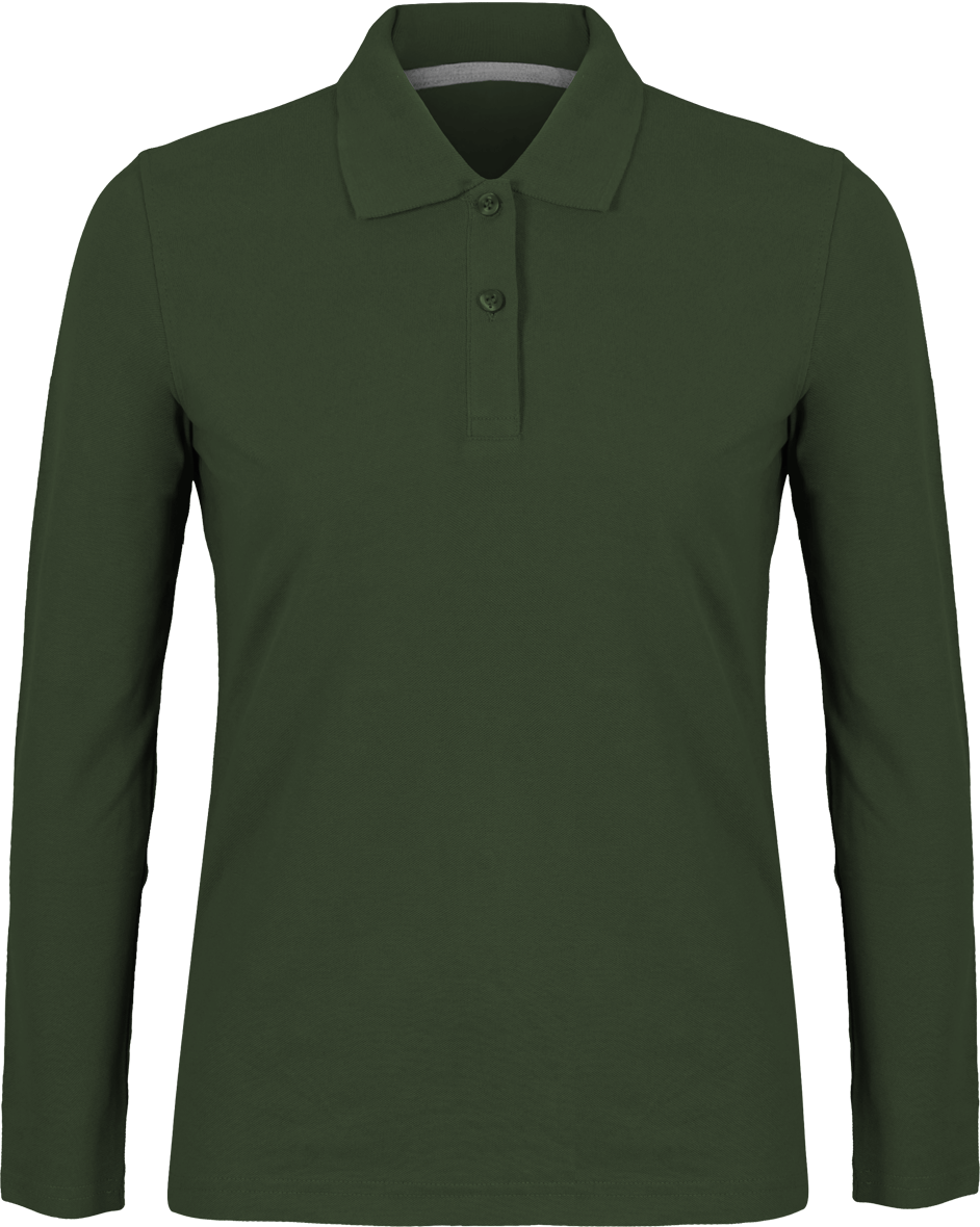 Polo shirt Women long sleeve 220g | Tunetoo Dark Khaki