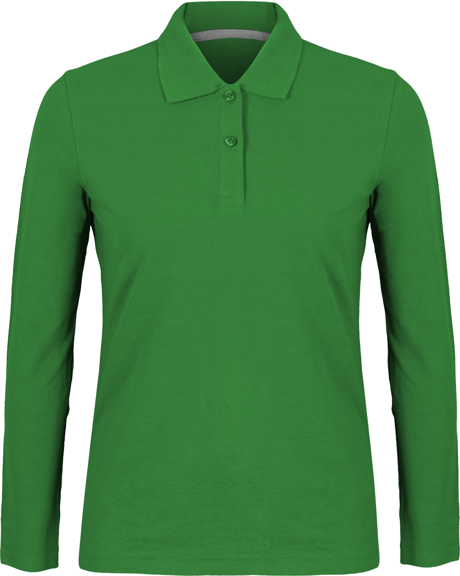 Polo shirt Women long sleeve 220g | Tunetoo Kelly Green