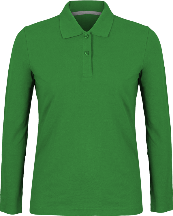 Polo shirt Women long sleeve 220g | Tunetoo Kelly Green