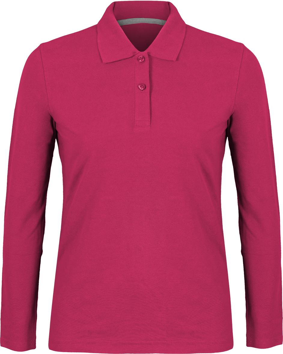 Polo shirt Women long sleeve 220g | Tunetoo Fuchsia