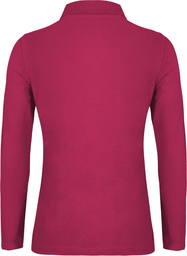 Polo femme manches longues kariban dos Fuchsia