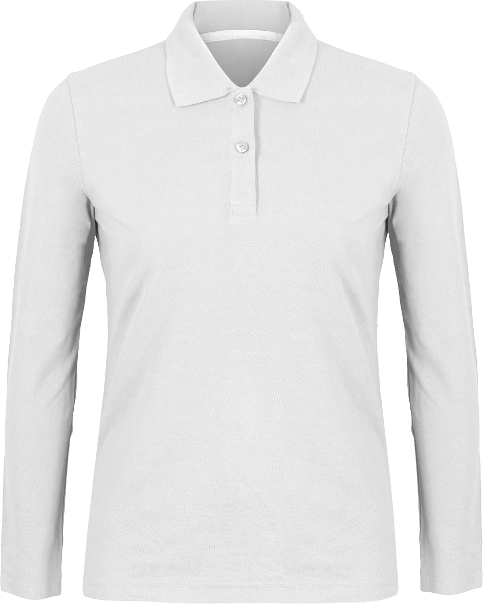 Polo shirt Women long sleeve 220g | Tunetoo White