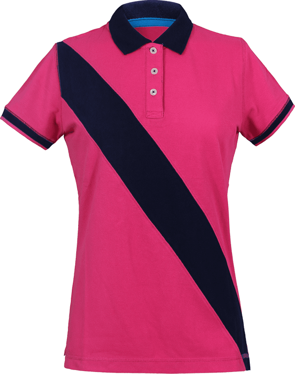 Polo Bande Diagonale Femme - Coton Piqué, Bande Contrastée - FR213