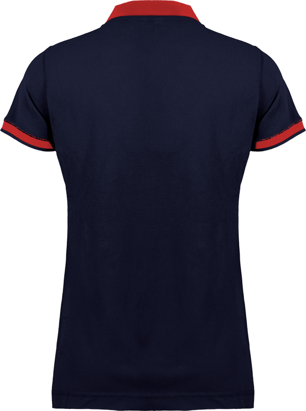 Polo bande diagonale femme dos Navy / Red