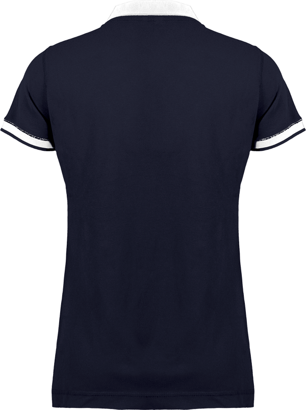 Polo bande diagonale femme dos Navy / White