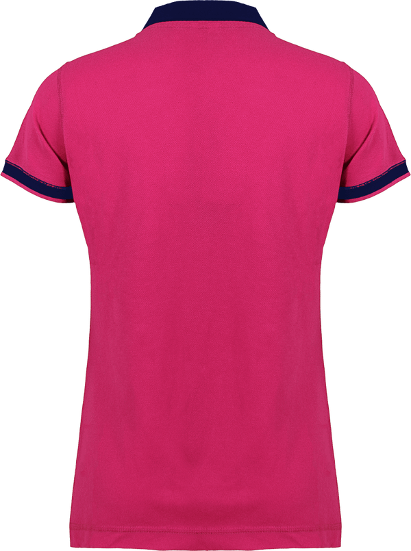 Polo bande diagonale femme dos Bright Pink / Navy