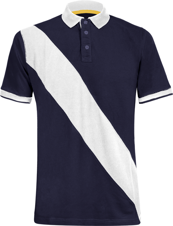 Polo Personnalisé Homme Avec Bande Diagonale De Couleur Navy / White