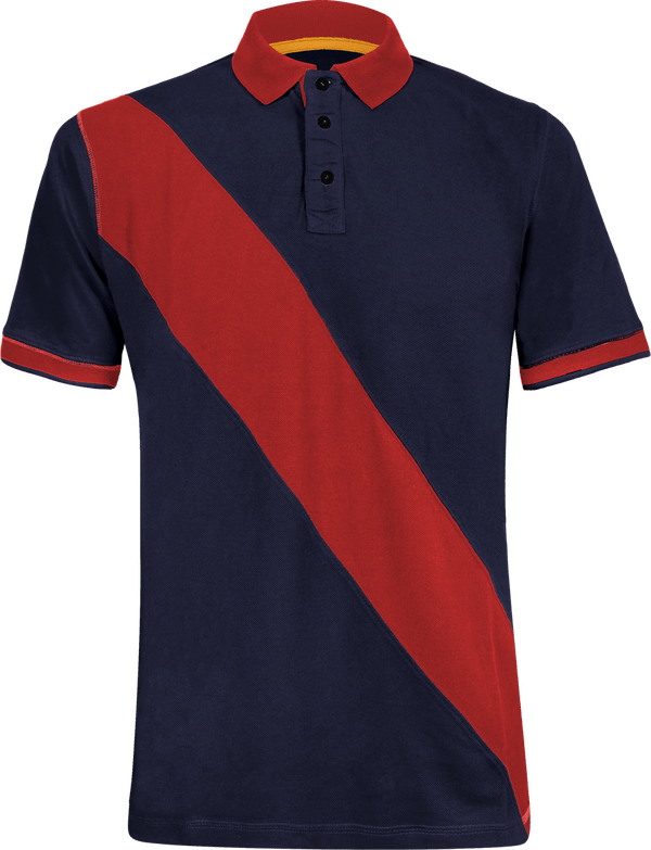 Polo Personnalisé Homme Avec Bande Diagonale De Couleur Navy / Red