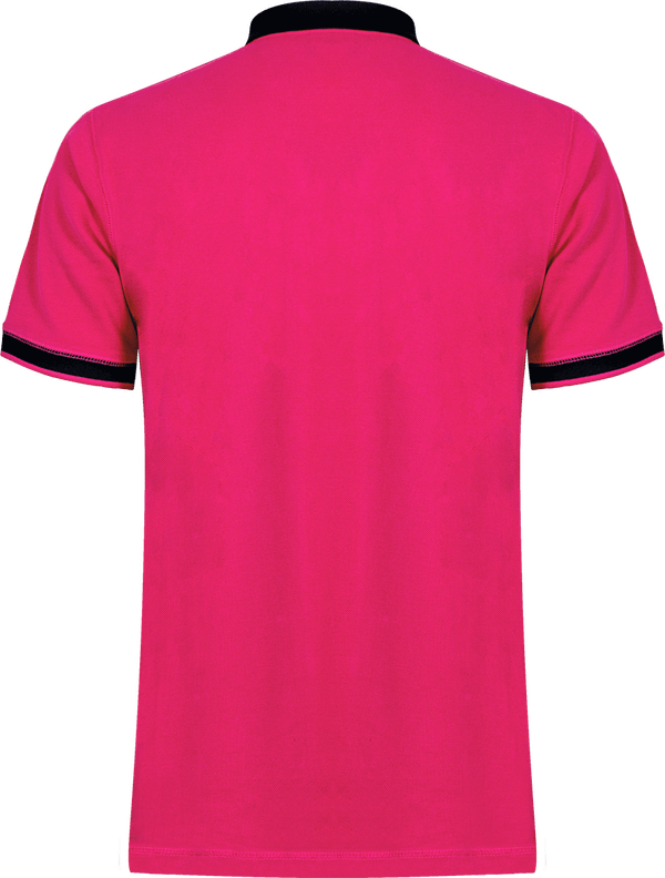Polo a bande diagonale homme dos Bright Pink / Navy