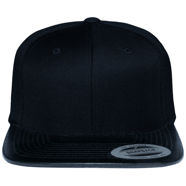 Snapback Cap With Leather Brim