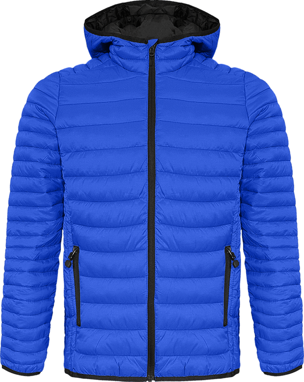 Personalisierbare Herren-Kapuzen-Daunenjacke Light Royal Blue