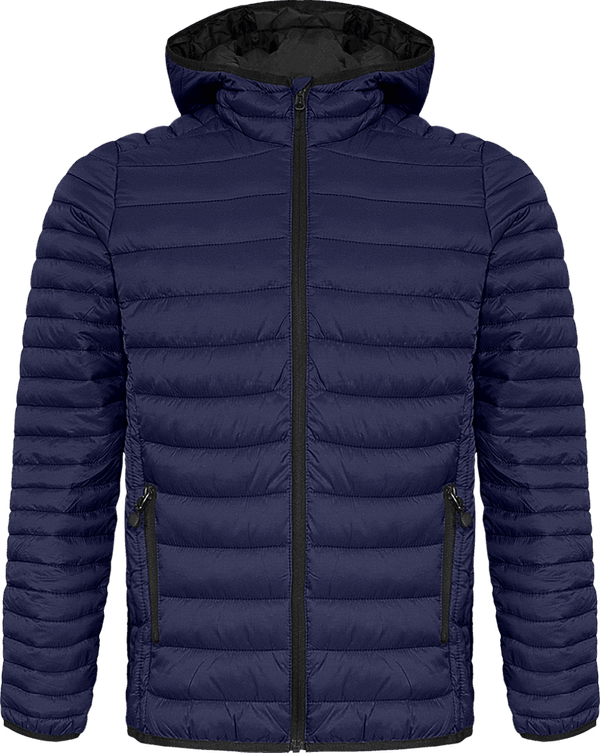 Personalisierbare Herren-Kapuzen-Daunenjacke Navy