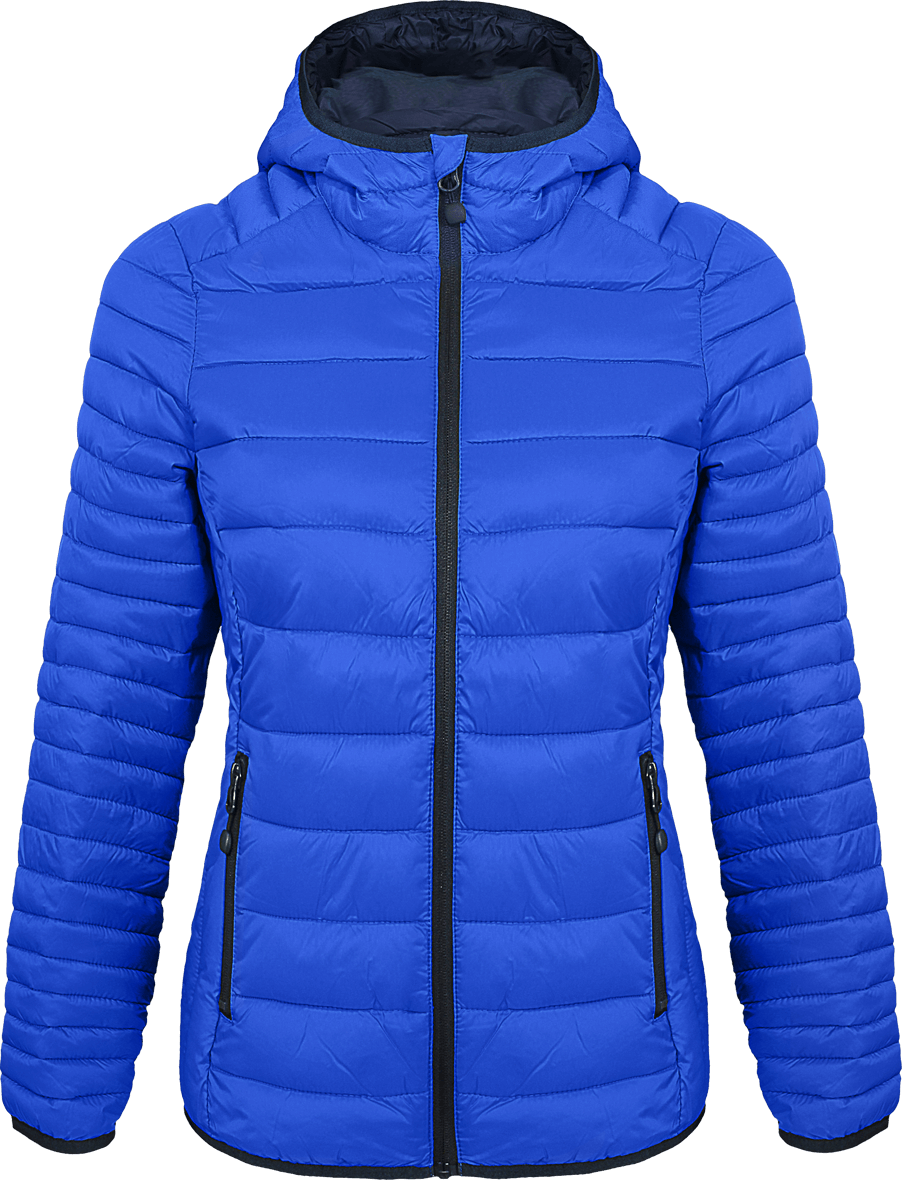 Personalisierte Damen-Leichtdaunenjacke Mit Kapuze Light Royal Blue