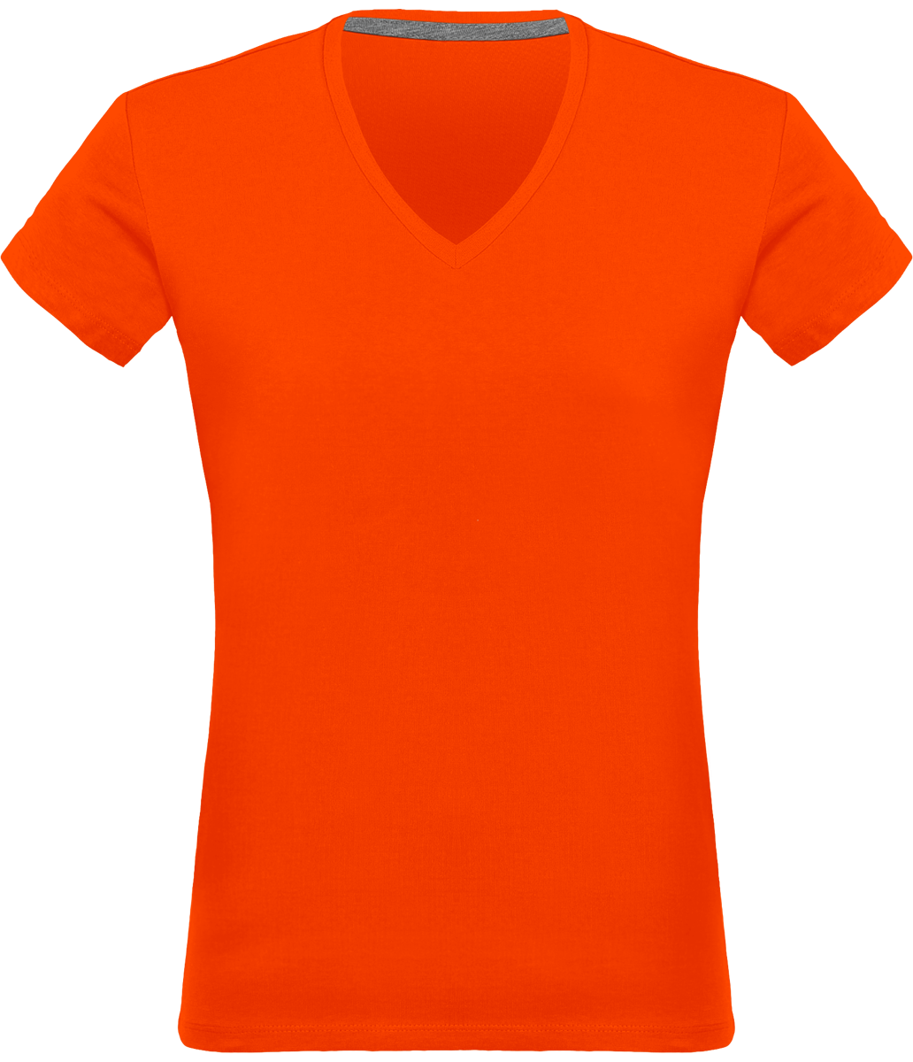 Tee-Shirt Femme Col V 180Gr Personnalisé Orange