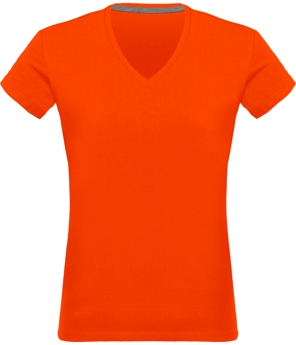 Tee-Shirt Femme Col V 180Gr Personnalisé Orange