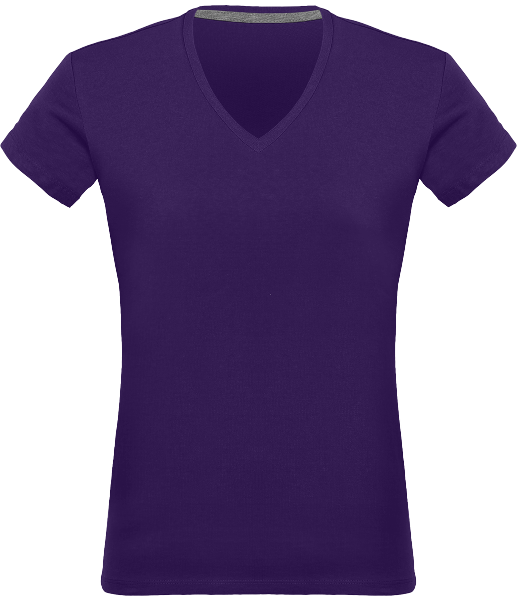 Personalized V Neck Tee-Shirt 180Gr Purple