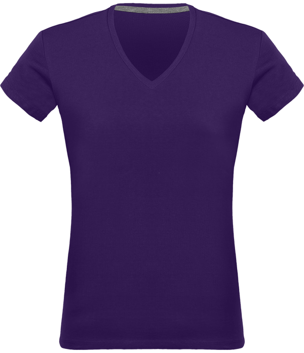 Personalized V Neck Tee-Shirt 180Gr Purple