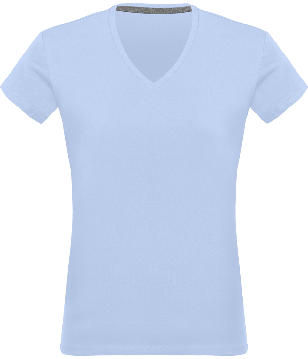 Tee-Shirt Femme Col V 180Gr Personnalisé Sky Blue