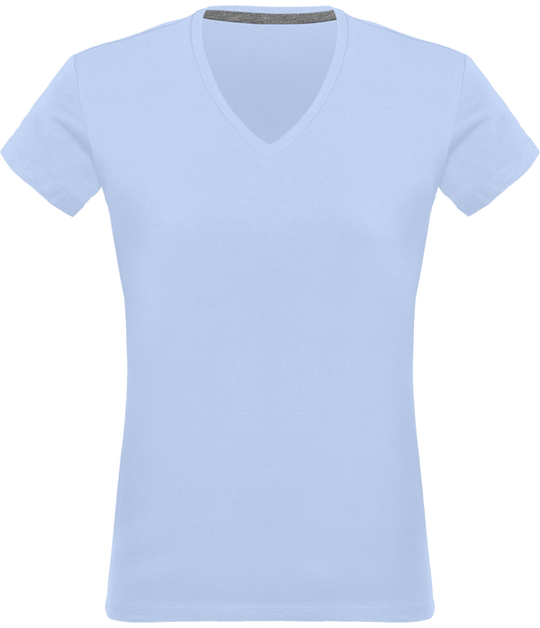 Personalized V Neck Tee-Shirt 180Gr Sky Blue