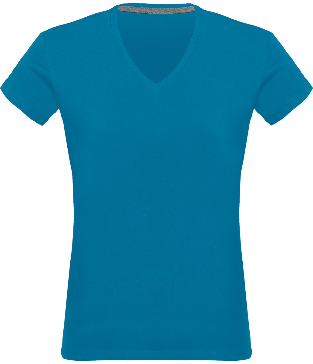 Tee-Shirt Femme Col V 180Gr Personnalisé Tropical Blue