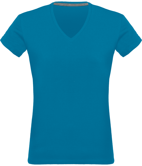 Tee-Shirt Femme Col V 180Gr Personnalisé Tropical Blue