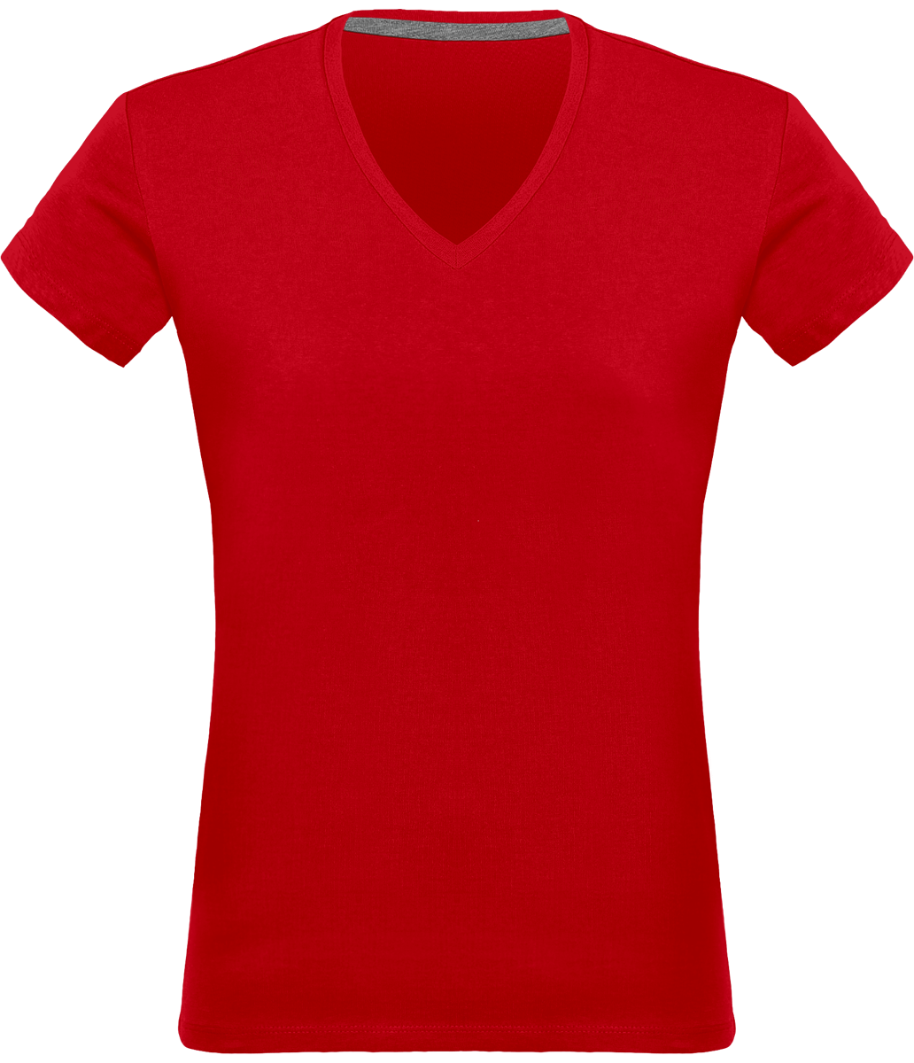 Personalized V Neck Tee-Shirt 180Gr Red