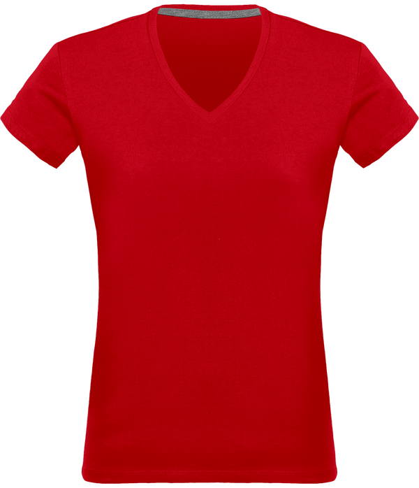 Personalized V Neck Tee-Shirt 180Gr Red