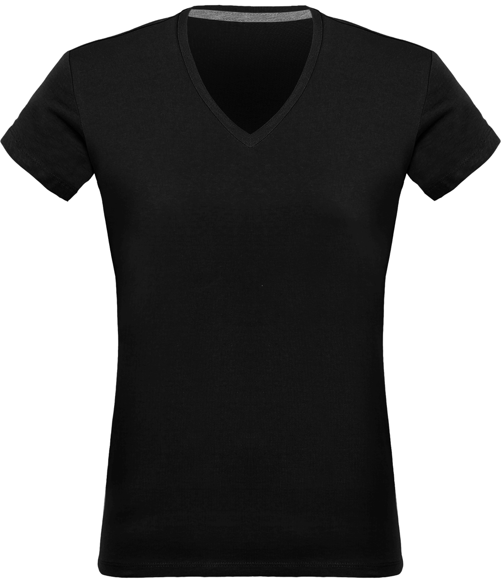 Tee-Shirt Femme Col V 180Gr Personnalisé Black