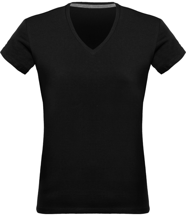 Tee-Shirt Femme Col V 180Gr Personnalisé Black