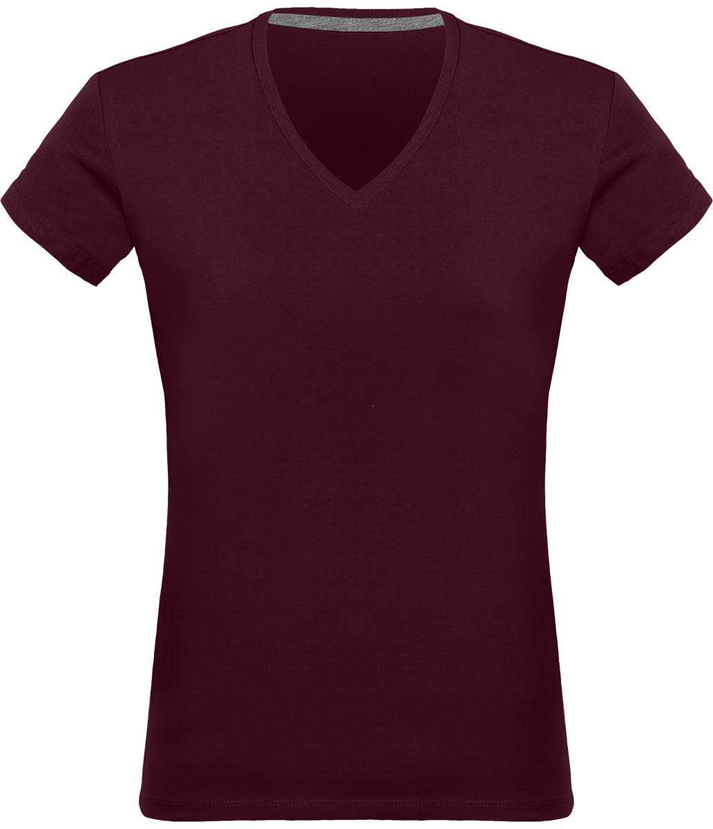 Tee-Shirt Femme Col V 180Gr Personnalisé Wine