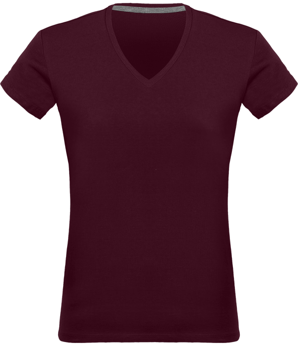 Tee-Shirt Femme Col V 180Gr Personnalisé Wine