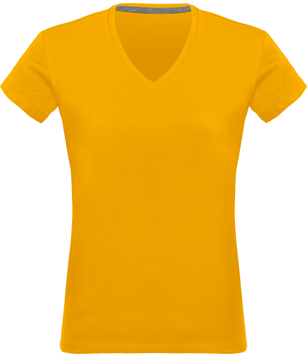 Tee-Shirt Femme Col V 180Gr Personnalisé Yellow