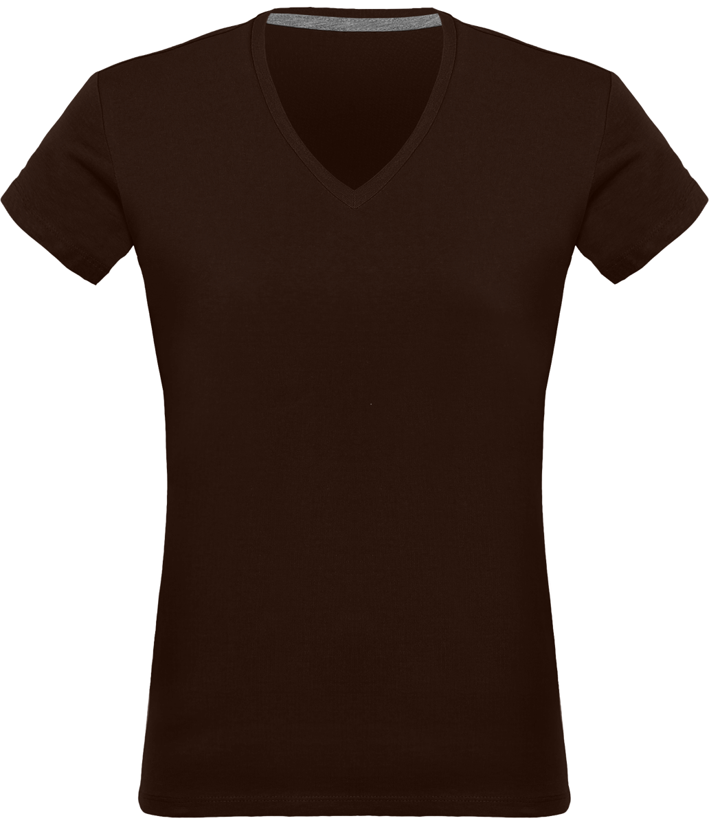 Tee-Shirt Femme Col V 180Gr Personnalisé Chocolate