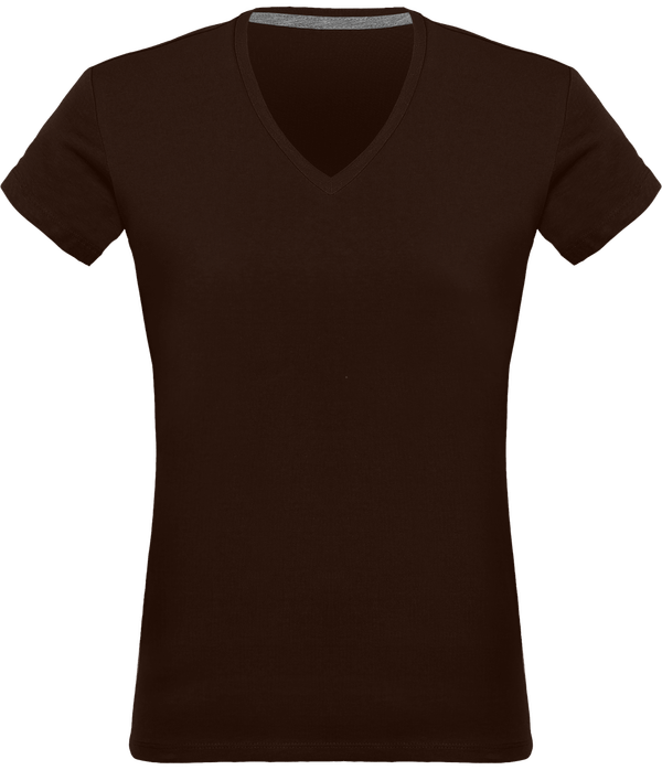 Tee-Shirt Femme Col V 180Gr Personnalisé Chocolate