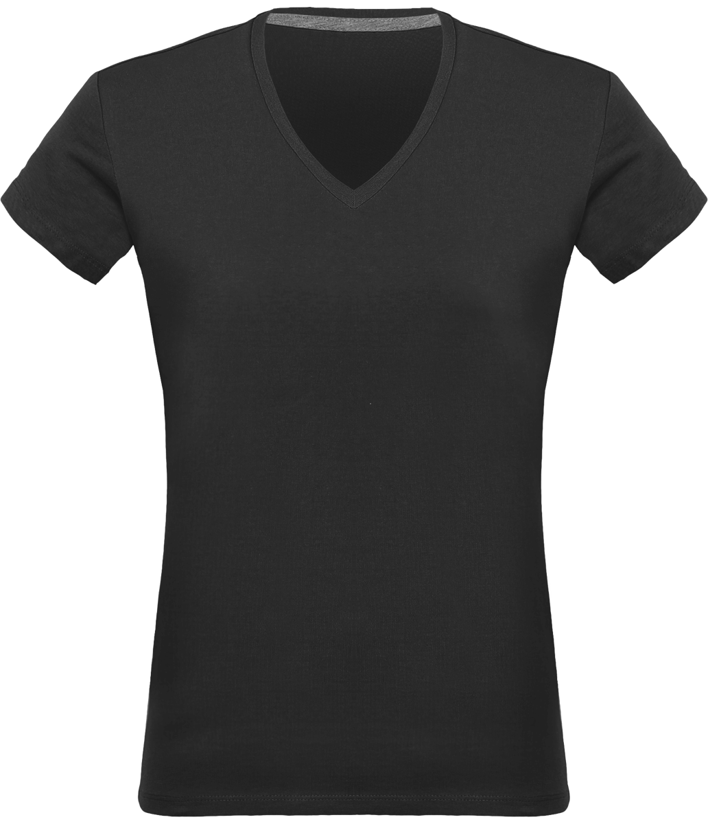 Tee-Shirt Femme Col V 180Gr Personnalisé Dark Grey