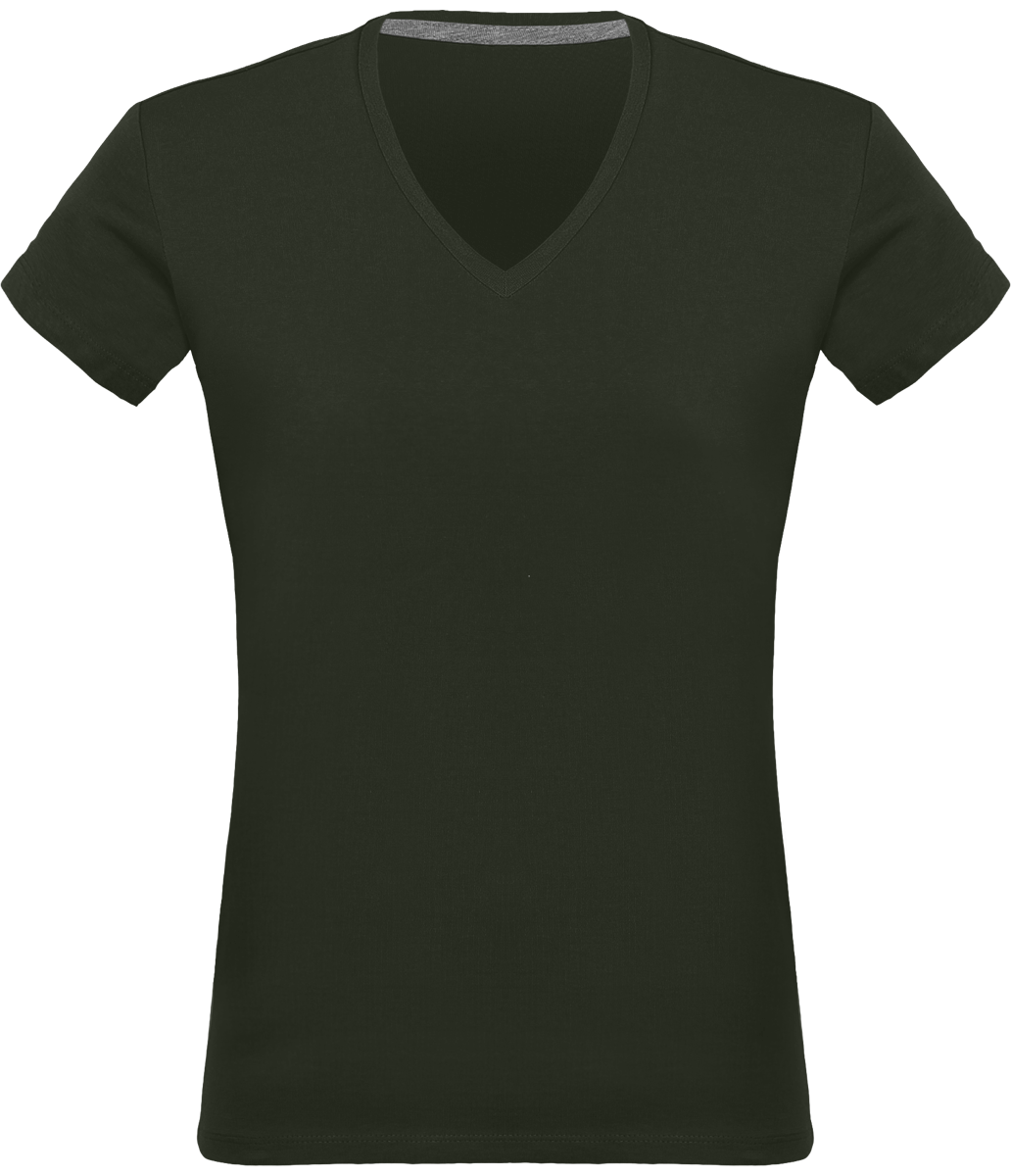 Tee-Shirt Femme Col V 180Gr Personnalisé Dark Khaki