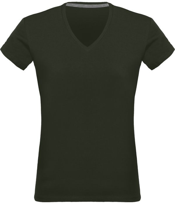 Personalized V Neck Tee-Shirt 180Gr Dark Khaki