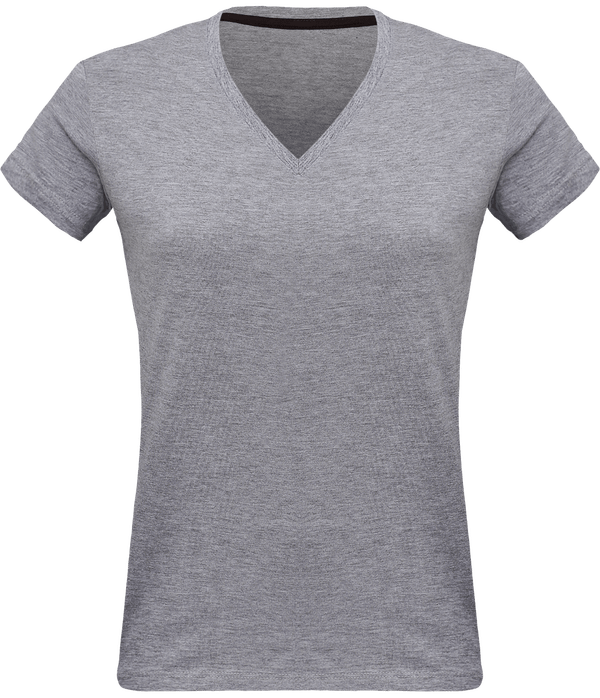 Personalized V Neck Tee-Shirt 180Gr Oxford Grey