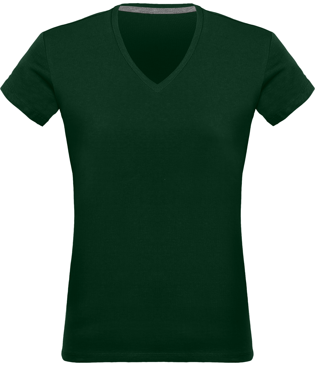 Tee-Shirt Femme Col V 180Gr Personnalisé Forest Green