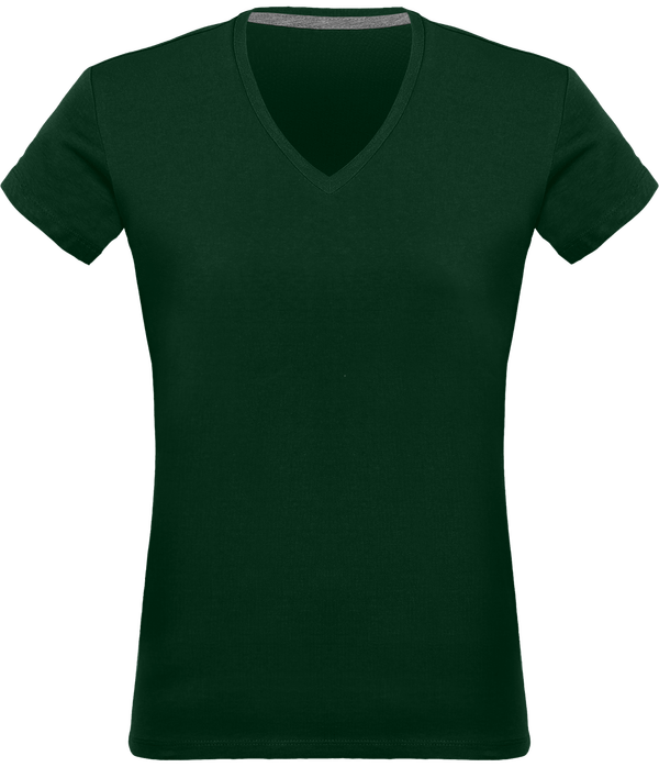 Tee-Shirt Femme Col V 180Gr Personnalisé Forest Green